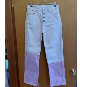Ganni Pink Colorblock Denim Jeans
